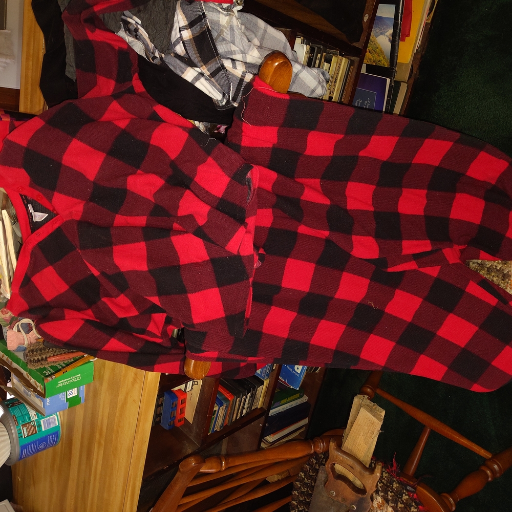 Red and Black Plaid Jacket and Pants Set